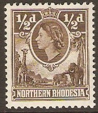 Northern Rhodesia 1953 d Deep brown. SG61.